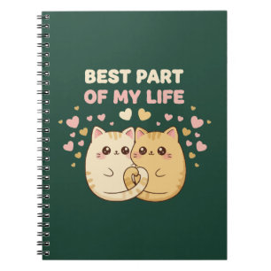 Sött Kawaii Kattpar i kärlek Bästa delen Anteckningsbok
