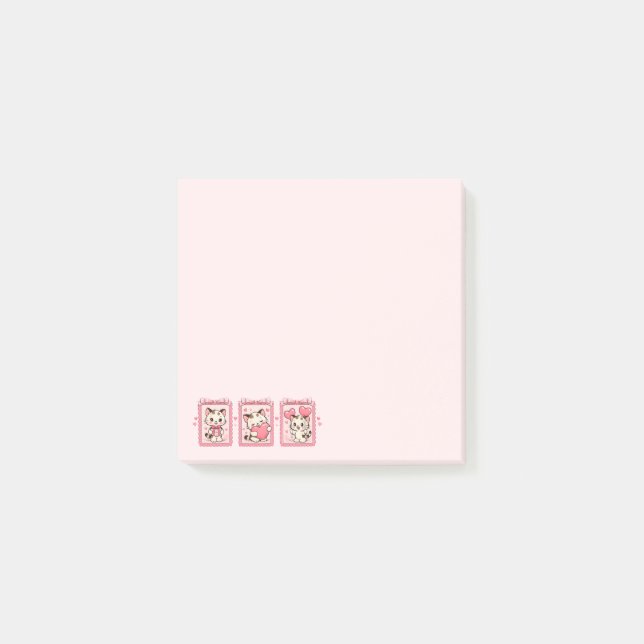 Sött Kawaii Kattunge Kärlek  Post-it Block (Framsida)