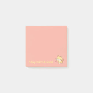Sött Kawaii Kattunge Katt Håll dig vild och snäll Post-it Block