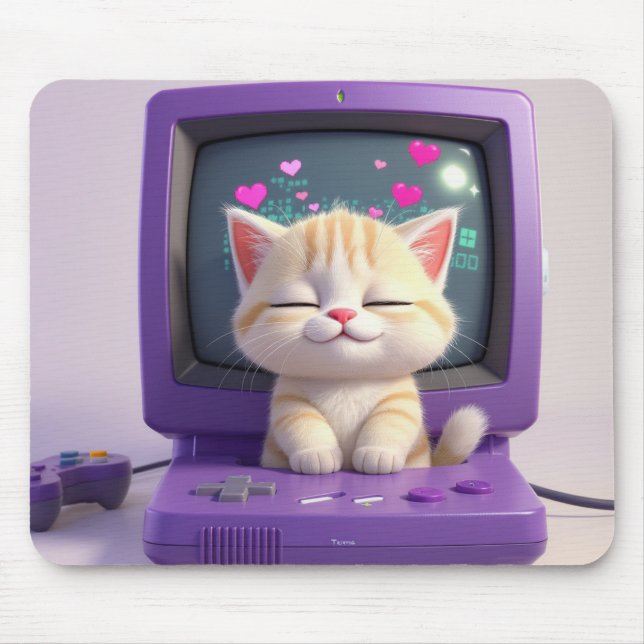 Sött Kawaii Kattunge Retro Dator Musmatta (Framsidan)
