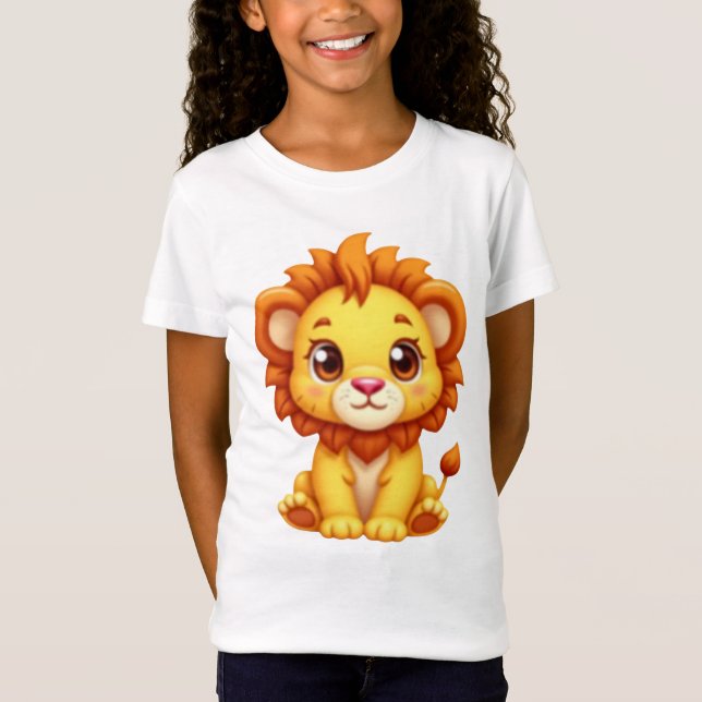 Sött Kawaii Lejon Unge Grafik T Shirt (Framsida)