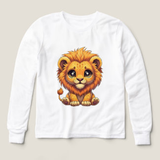 Sött Kawaii Lejon Unge Grafik T Shirt