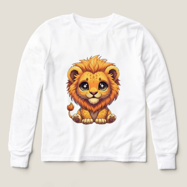 Sött Kawaii Lejon Unge Grafik T Shirt (Design framsida)