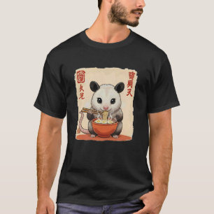 Sött Kawaii Opossum Äter Ramen Skål Nudlar T Shirt