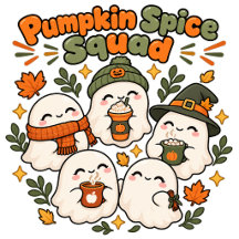 Sött Kawaii Orange Spök Pumpa Kryddat Mönster