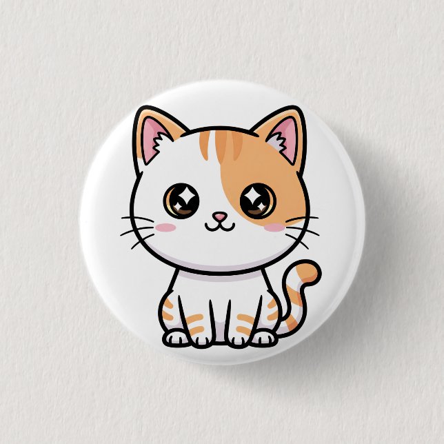 Sött Kawaii Orange Tabby Kattunge Knapp (Framsida)