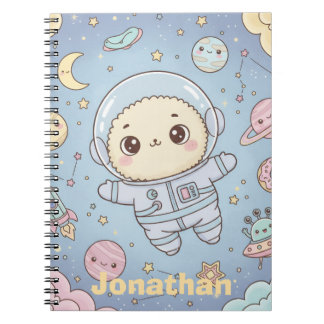 Sött Kawaii Rymden - Astronaut och Leende Måne Anteckningsbok