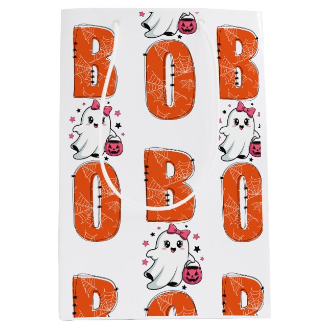 Sött Kawaii-spöke “Boo” Halloween-design (Framsidan)