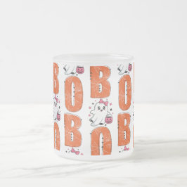 Sött Kawaii-spöke “Boo” Halloween-design Frostad Glasmugg