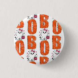 Sött Kawaii-spöke “Boo” Halloween-design Knapp