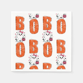 Sött Kawaii-spöke “Boo” Halloween-design Pappersservett