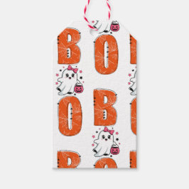 Sött Kawaii-spöke “Boo” Halloween-design Presentetikett