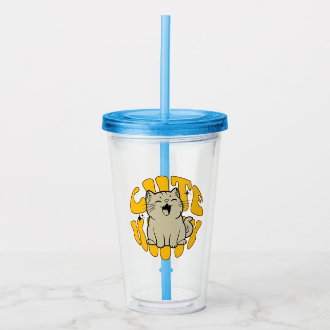 Sött Kitty Akryl Tumbler Take Away Mugg (Framsida)