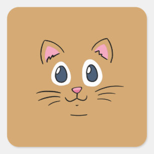Sött Kitty-ansikte Fyrkantigt Klistermärke