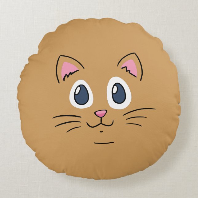 Sött Kitty-ansikte Rund Kudde (Framsidan)