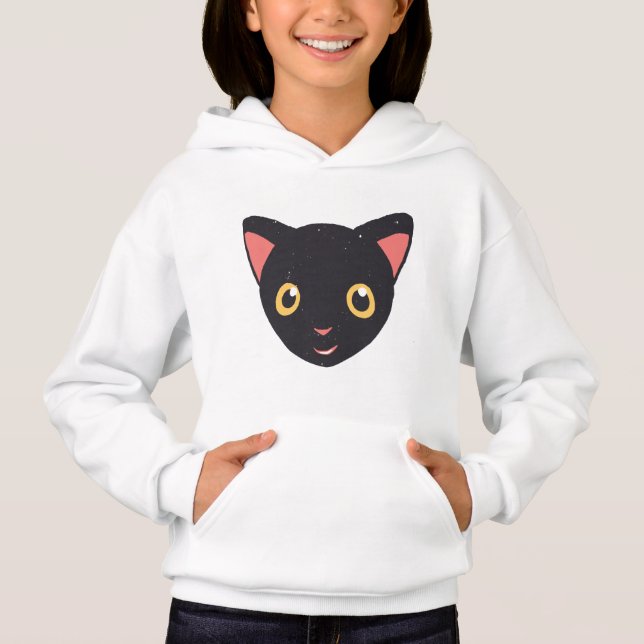Sött Kitty-ansikte Svart Kattunge T Shirt (Framsida)