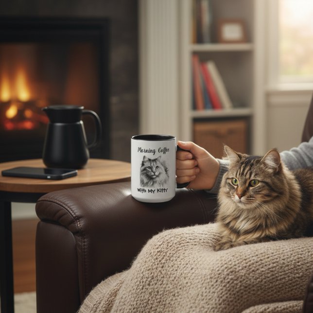 Sött Kitty-ritning Lägg till foto Anpassa Mugg (Skapare uppladdad)