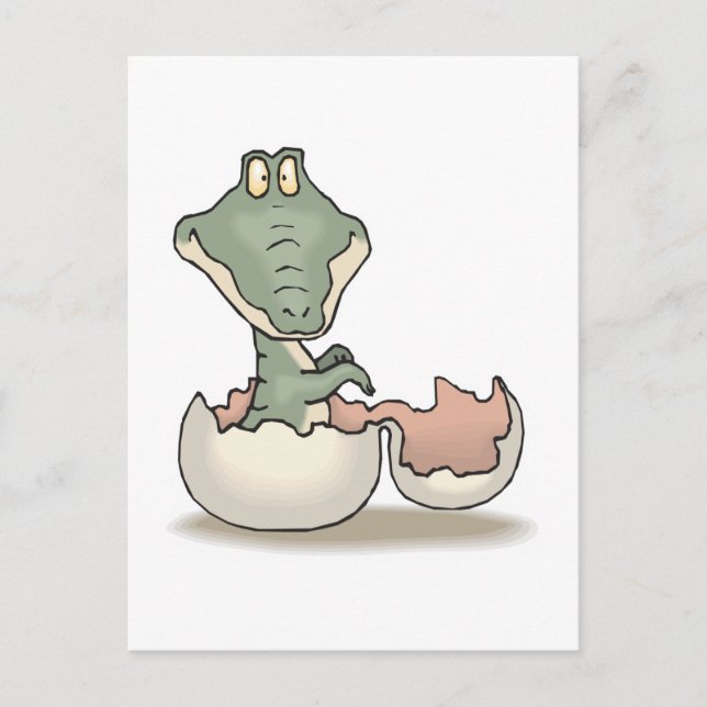 sött kläckande babyalligator vykort (Framsida)