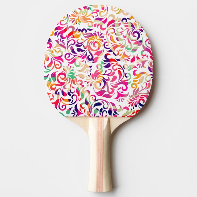 Sött klassiskt färgglatt blommönster pingisracket (Framsidan)