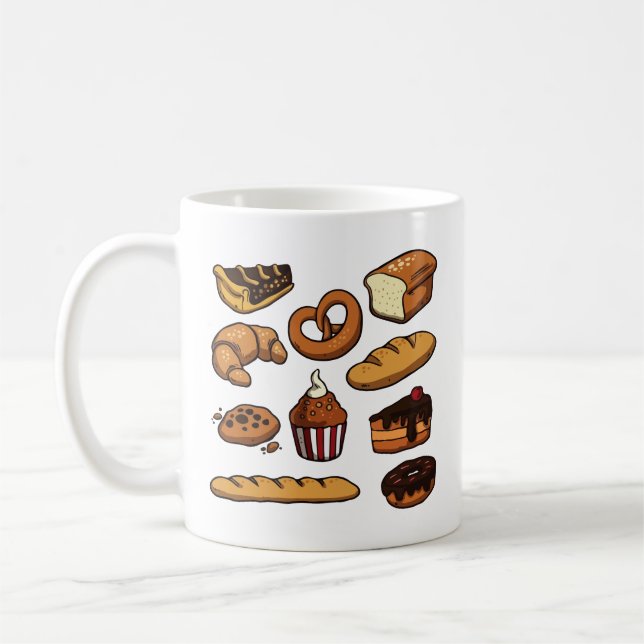 Sött konditori och brödbutik kaffemugg (Vänster)