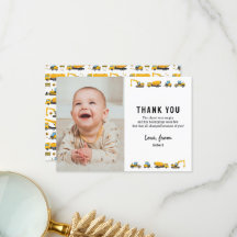 Sött konstruktionsfoto födelsedags tackkort