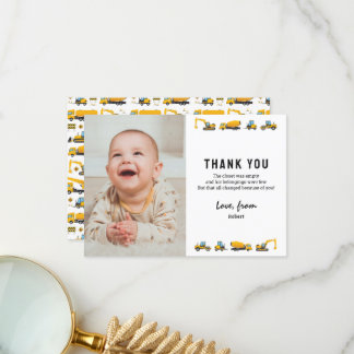 Sött konstruktionsfoto födelsedags tackkort tack kort