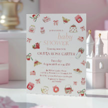 Sött körsbärsdessert Vattenfärg Baby Shower