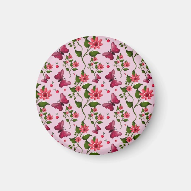 Sött Körsbärsfligmönster, Blank Kawaii Frukt Magnet (Framsidan)