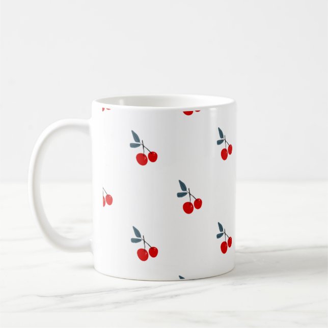 Sött Körsbärsmönster Minimalistisk Mugg (Vänster)
