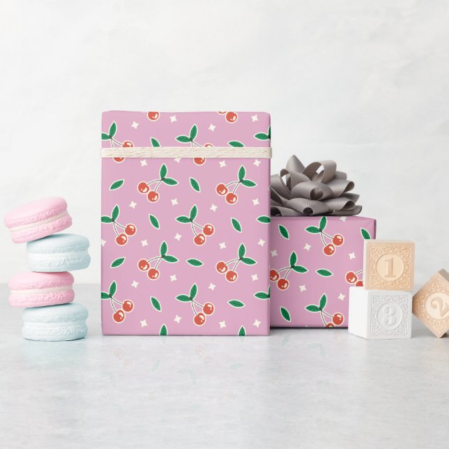 Sött Körsbärsmönster Rullpapper för Inpackning Presentpapper (Baby Shower)