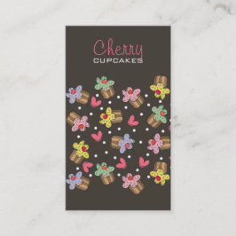 Sött körsbärsrött gulligt muffinskonfektbageri visitkort