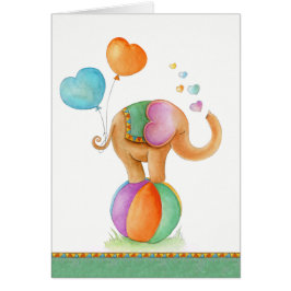 Sött kort för liten dusch av elefant-vattenfärgen