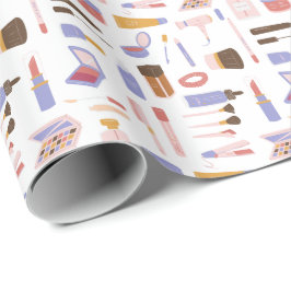 Sött kosmetiskt sminkmönster presentpapper