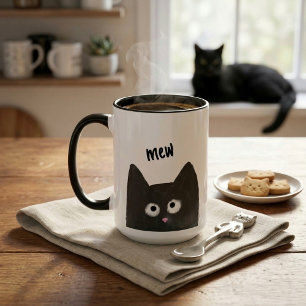 Sött kritaskritet svart katt jam sömnigt mugg