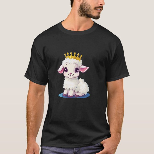 Sött kronat lamm för en kunglig touch t shirt (Framsida)