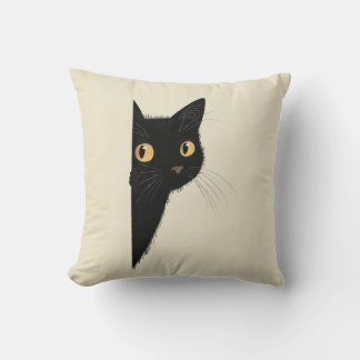 Sött kudde med en svart katt