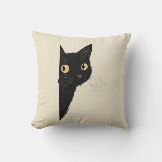 Sött kudde med en svart katt (Framsida)