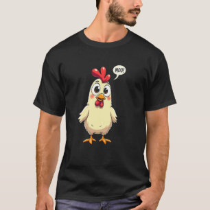 Sött Kyckling Moo Förvirring Rolig Design T Shirt