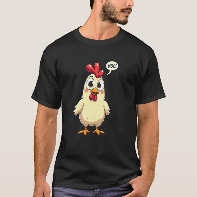 Sött Kyckling Moo Förvirring Rolig Design T Shirt (Framsida)