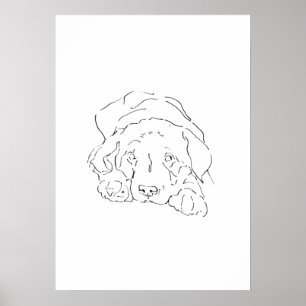 Sött Labradorshund väggkonst, affisch teckning