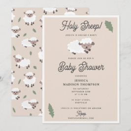 Sött lamm Heliga får Rolig baby shower Inbjudningar