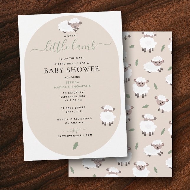 Sött lamm söta lantdjurs baby shower inbjudningar (Cute Lamb Cute Farm Animals Baby Shower Invitation)