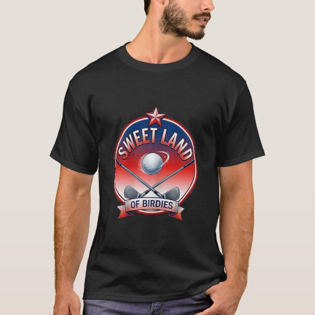 Sött land av birdies 4 juli golf t shirt (Framsida)