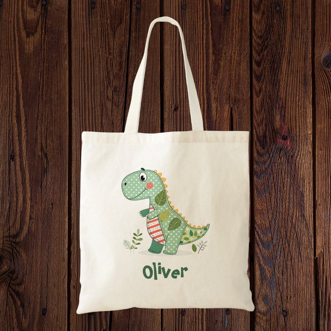 Sött lapptäcke-baby-dinosaurie tygkasse (Skapare uppladdad)