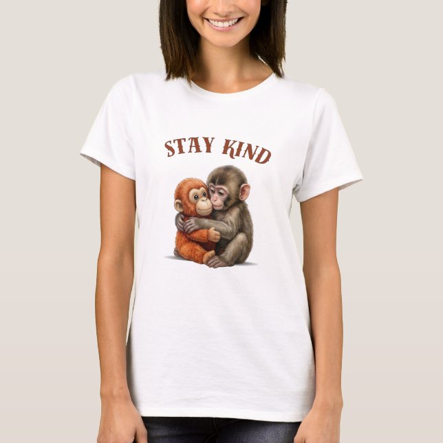 Sött ledsamt babyapa Känslomässig gosedjur djur T Shirt (Framsida)