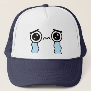 Sött ledsamt gråtande ansikts-emoji keps