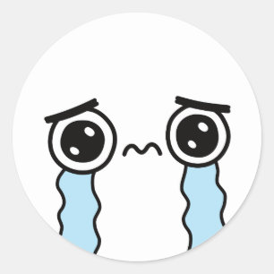 Sött ledsen gråtande ansiktsemoji runt klistermärke