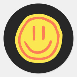 Sött Leende Ansikte | Positiv Glad Emoji Design Runt Klistermärke