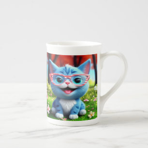 Sött Leende Blått Kattunge-55665 Benporslin Mugg