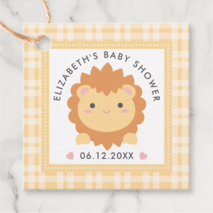 Sött lejon bebis djungeldjur pojke baby shower gåvor etiketter